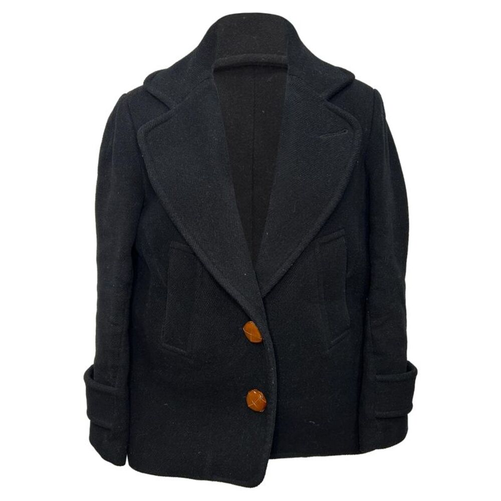 See by Chloé Single Breasted Coat in Black Wool